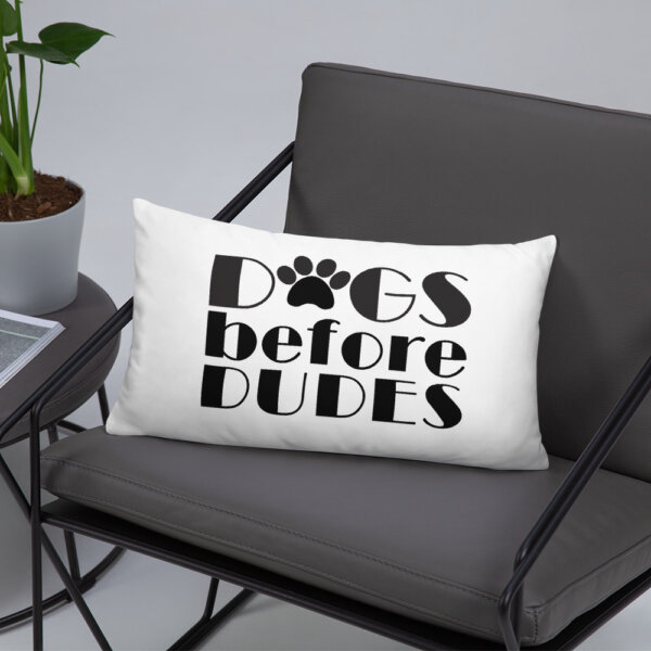 all over print basic pillow 20x12 front lifestyle 5 604e7cba6cb01 Dogs Before Dudes Basic Pillow