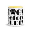 white ceramic mug with color inside yellow 11oz front 604e7bd4459a8 Dogs Before Dudes Mug with Color Inside